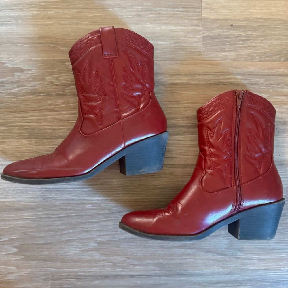 Red Cowboy Bootie Size 8